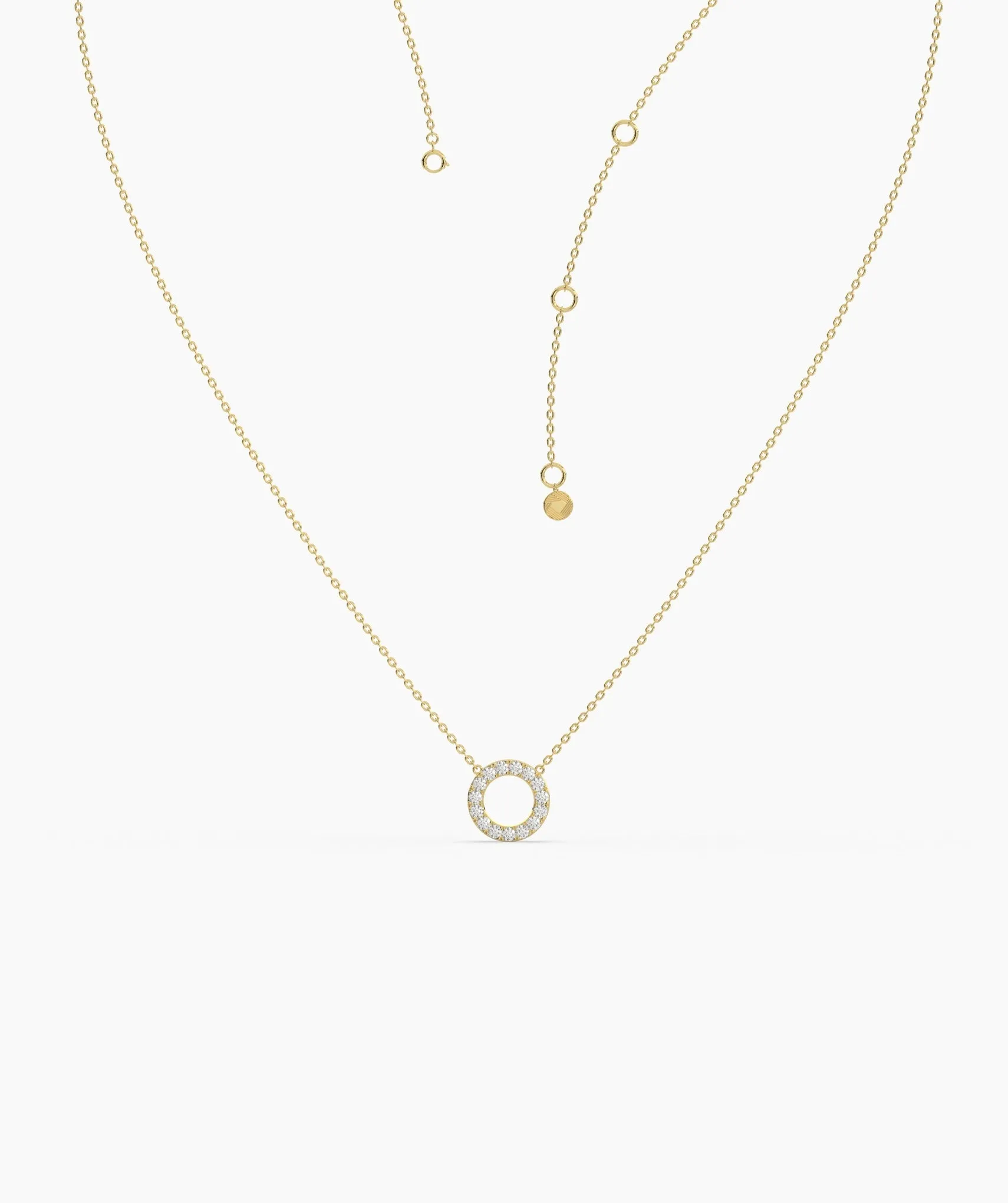 Dainty 14K Gold Diamond Circle Pendant