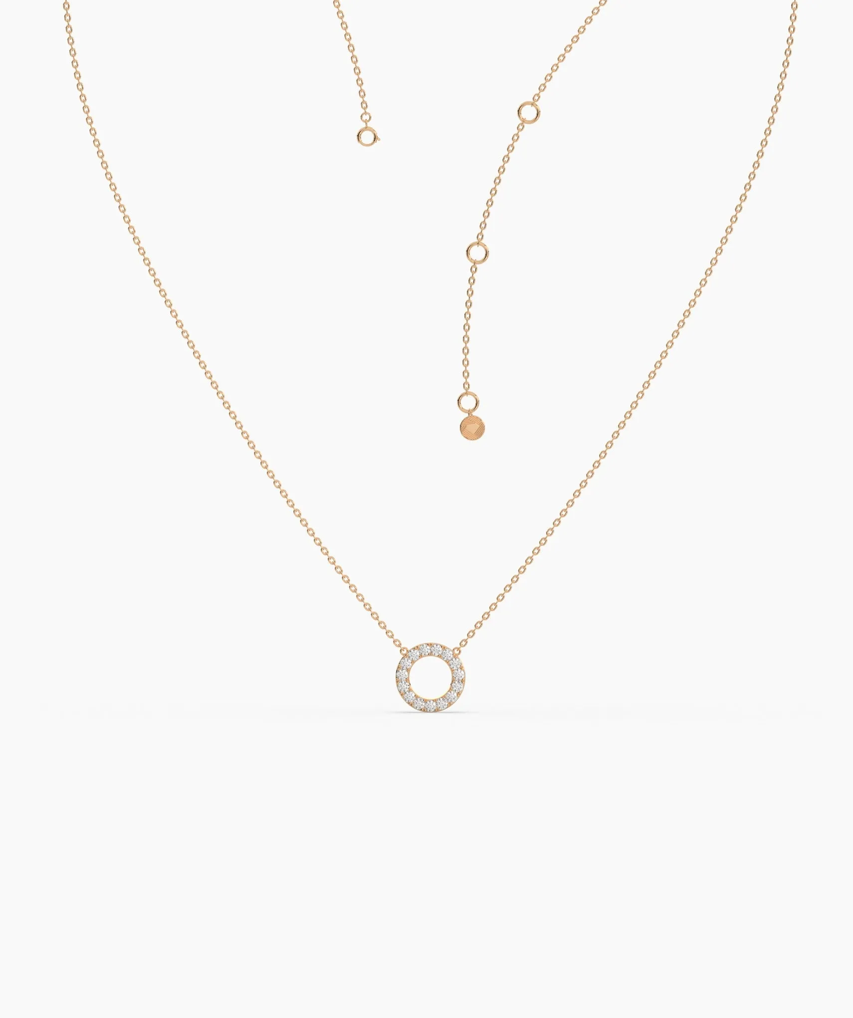 Dainty 14K Gold Diamond Circle Pendant