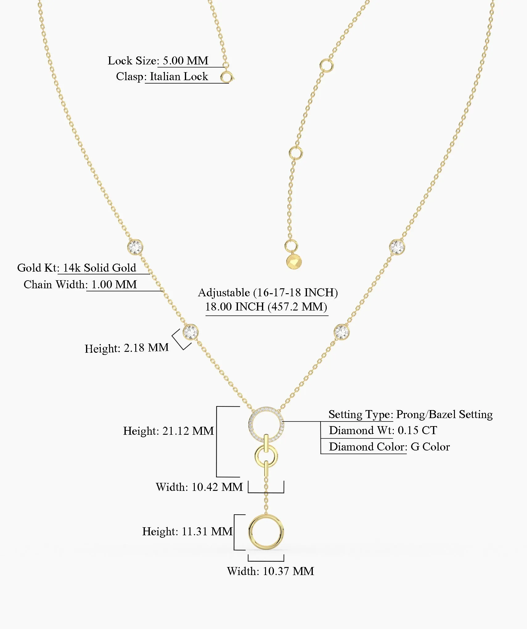 Dainty Gold Lariat Necklace