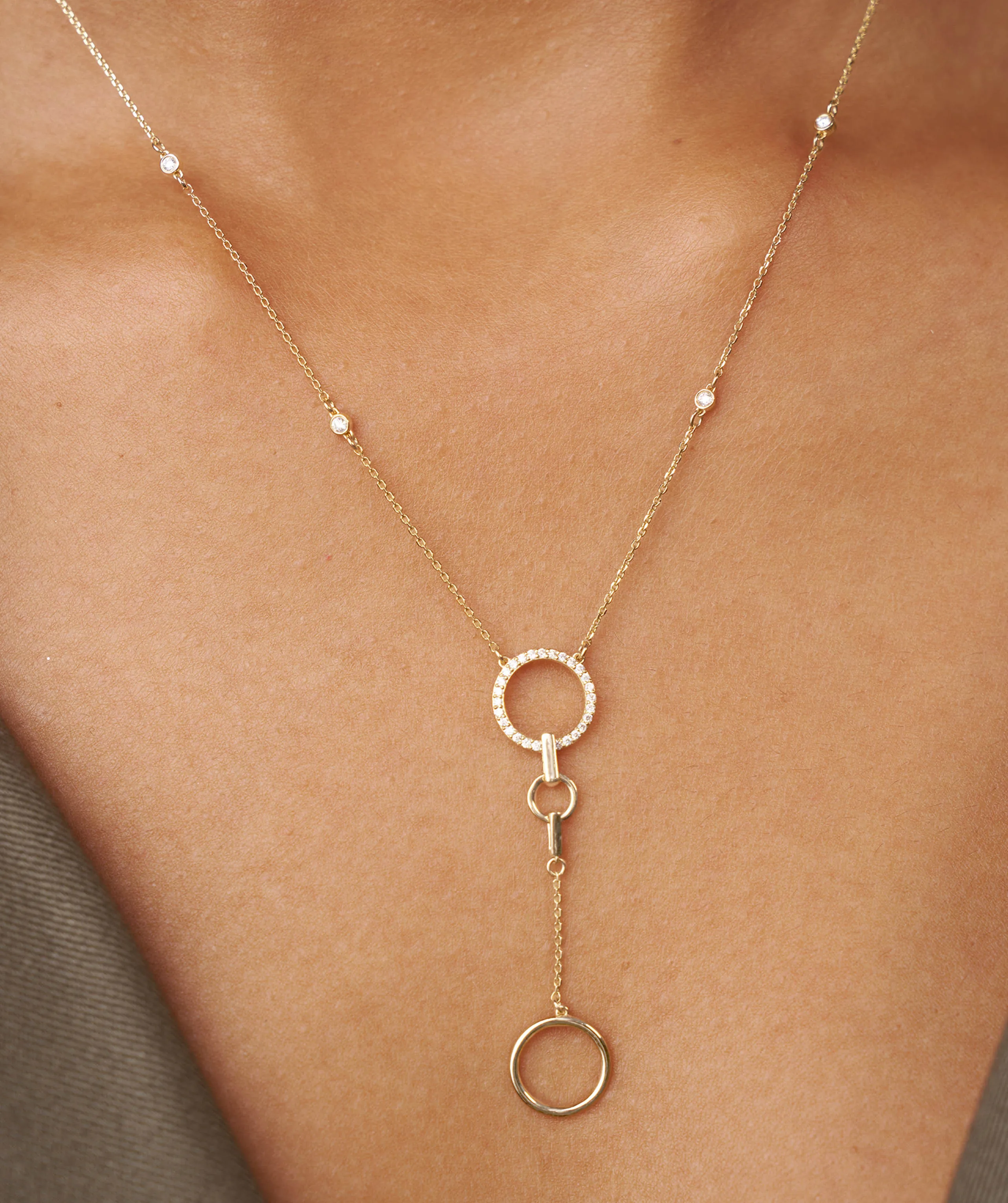 Dainty Gold Lariat Necklace