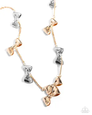 Dapper Definition - Multi - Mixed Metal Silver and Gold Paparazzi Short Necklace
