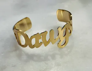 DAWGS Bangle Bracelets Medium script size Stainless Go Dawgs: Yellow Gold