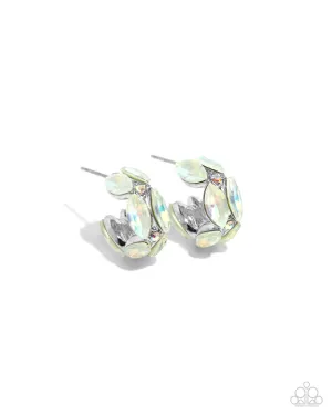 Dazzling Destiny - Green - Marquise-Cut Iridescent Gem Paparazzi Hoop Earrings