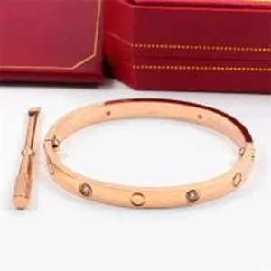 Designer Screw Bracelet Fashion Luxury Jewelry Bangle Bracelets 18K Rose Gold Silver Titanium Steel Diamond Bangles Nail Bracelets for Men Women 17 19 Size