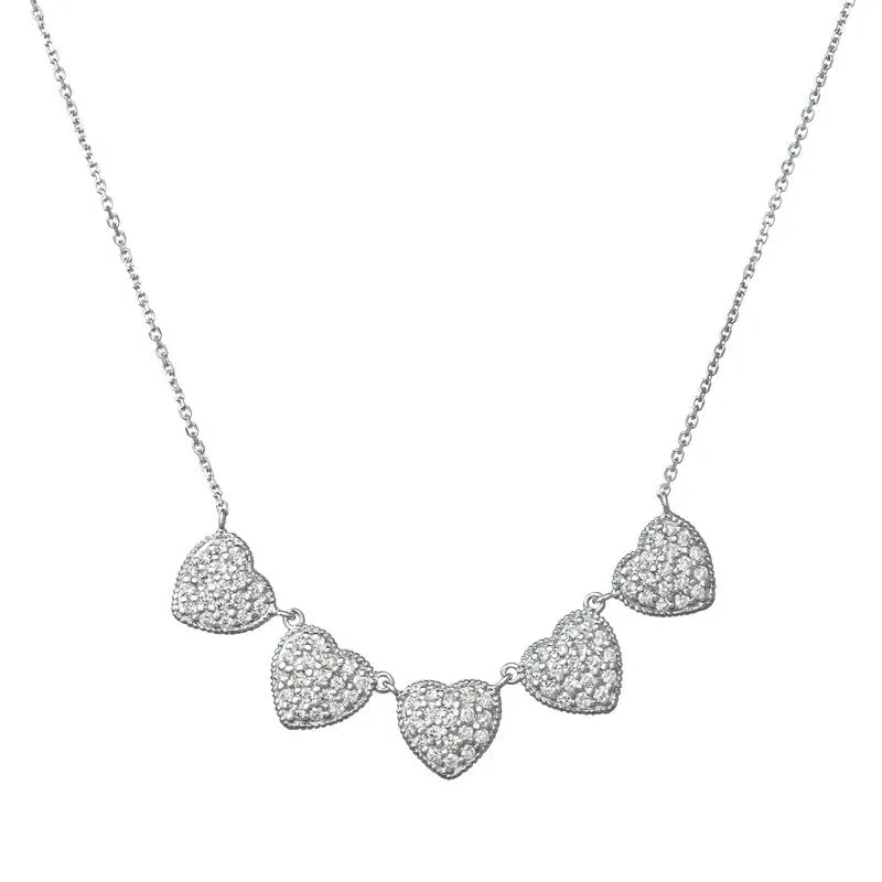 DIAMOND 5 HEART NECKLACE 14K GOLD (1 CTW)