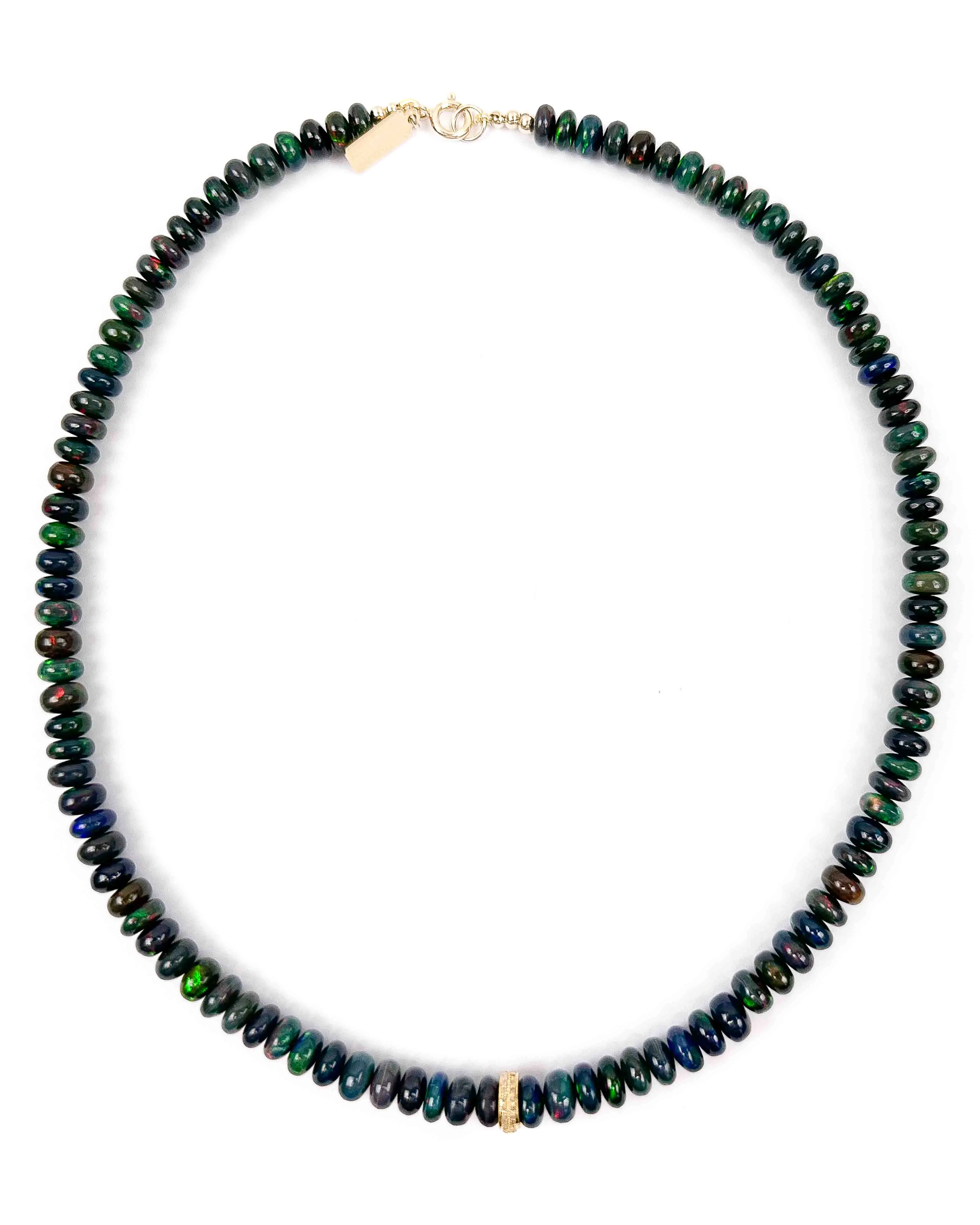 Diamond & Ethiopian Black Opal Strand Necklace