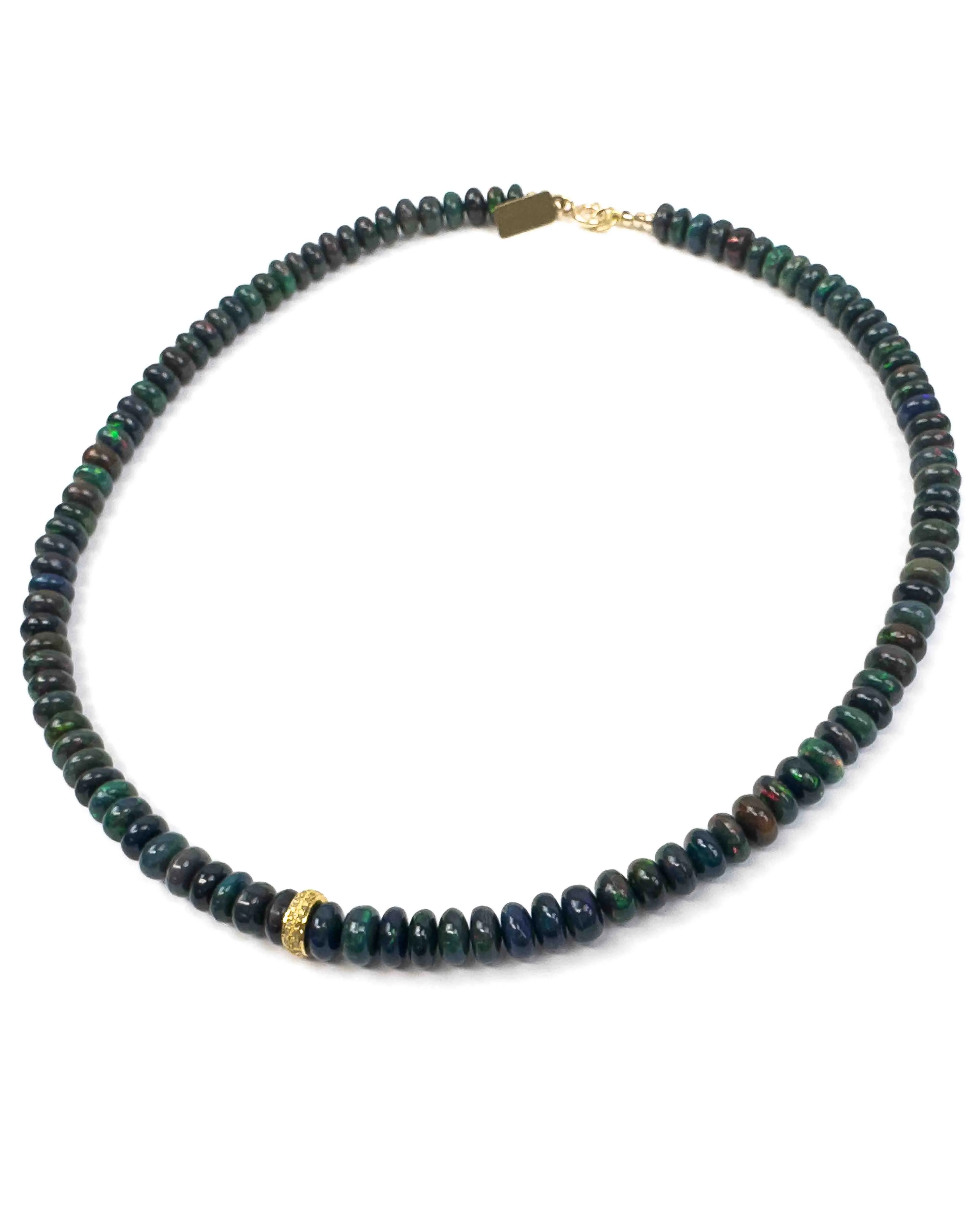 Diamond & Ethiopian Black Opal Strand Necklace