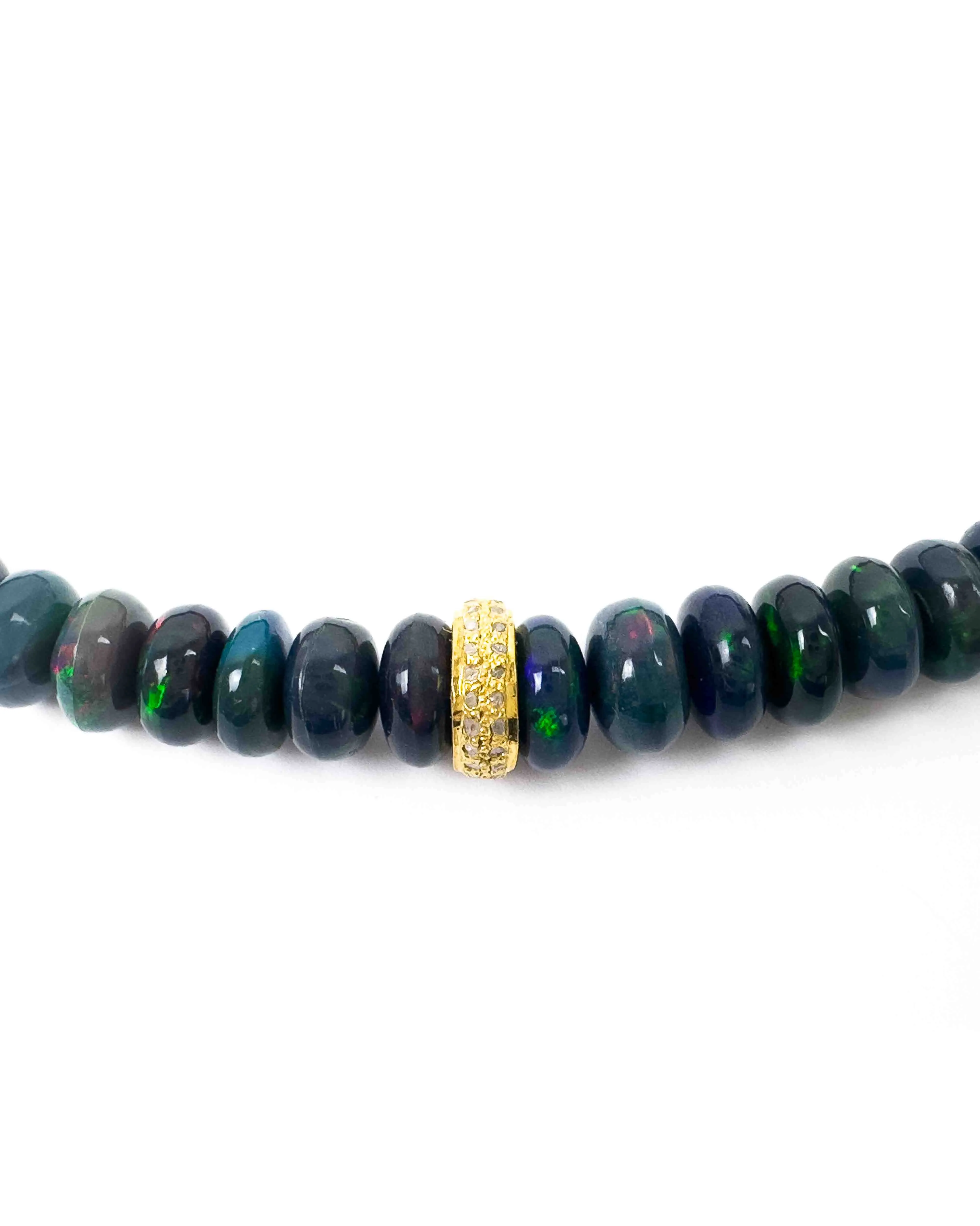Diamond & Ethiopian Black Opal Strand Necklace
