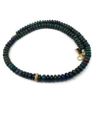 Diamond & Ethiopian Black Opal Strand Necklace