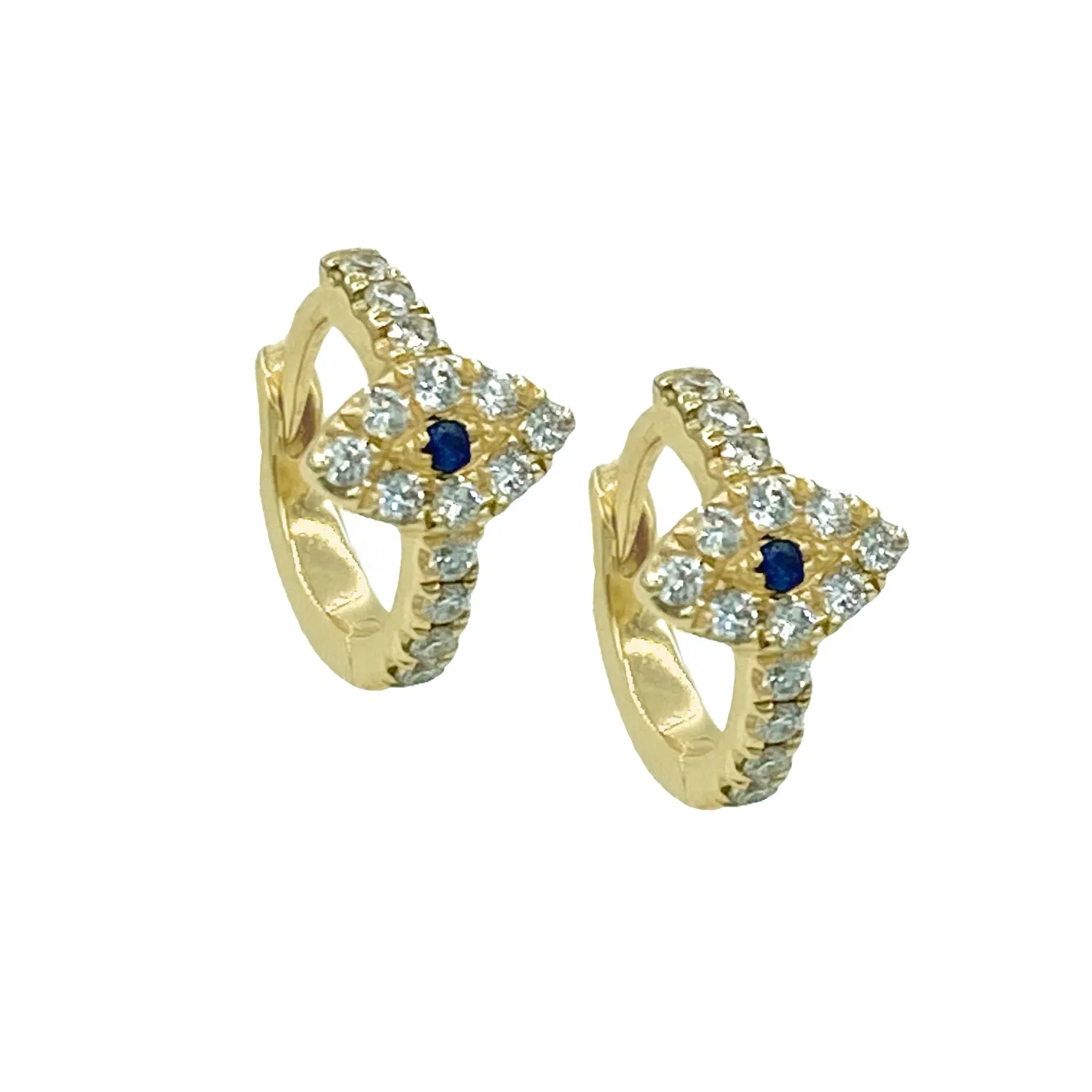 Diamond & Sapphire Evil Eye Hoops