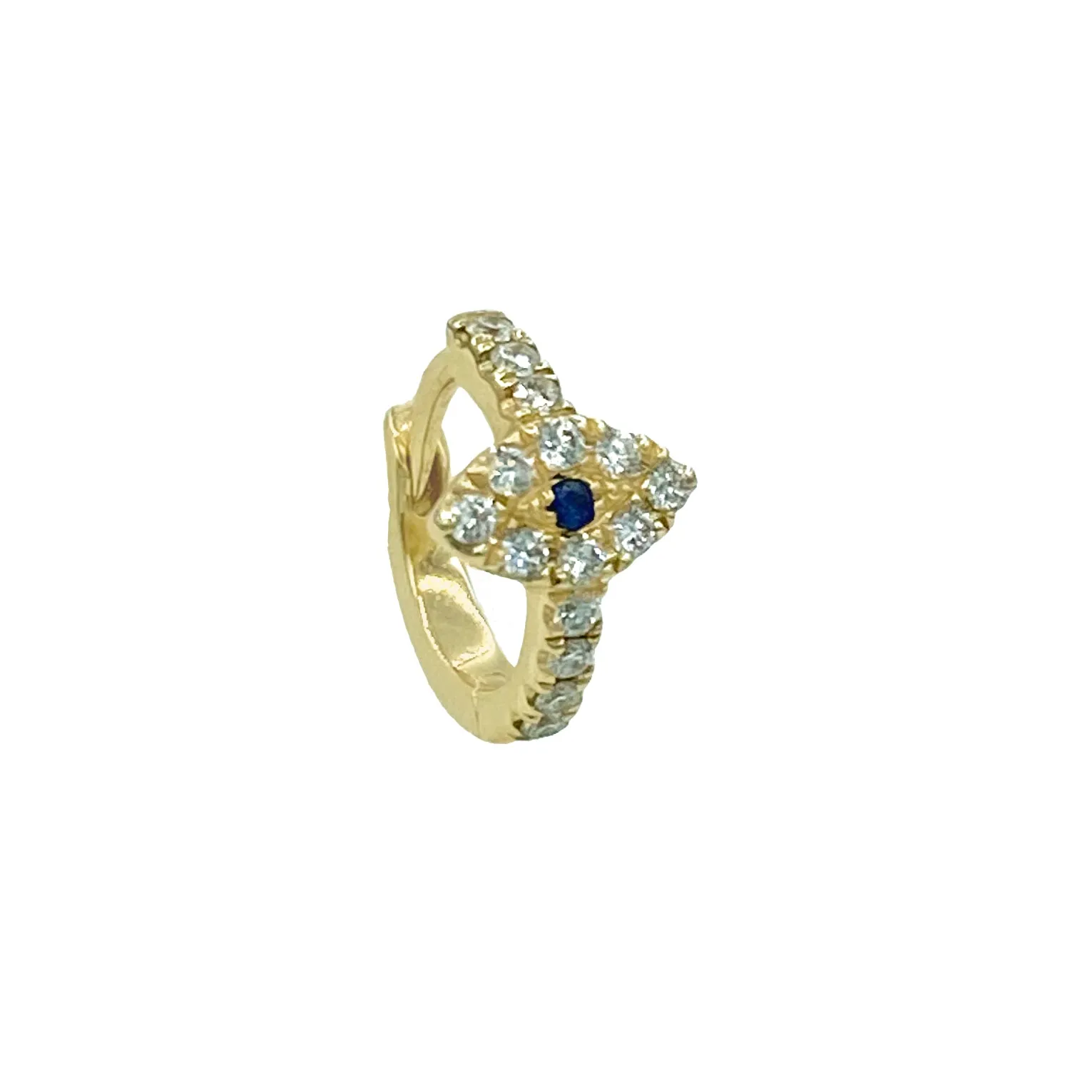 Diamond & Sapphire Evil Eye Hoops
