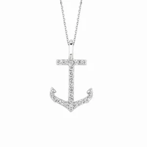 DIAMOND ANCHOR NECKLACE 14K ROSE GOLD (0.1 CTW)