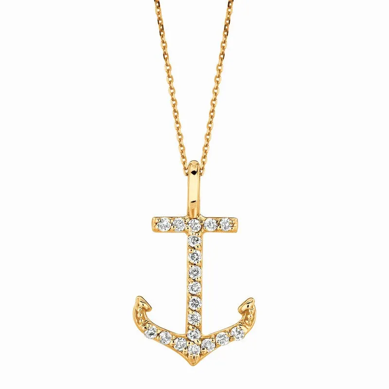 DIAMOND ANCHOR NECKLACE 14K ROSE GOLD (0.1 CTW)