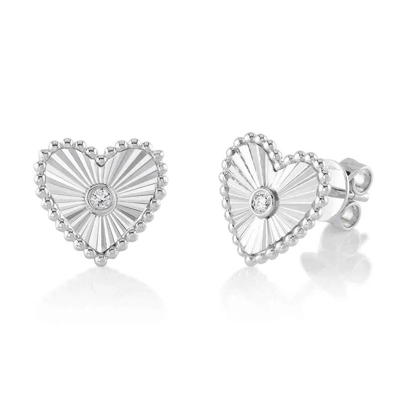 Diamond Bezel Heart Studs
