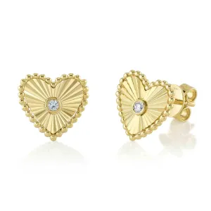 Diamond Bezel Heart Studs