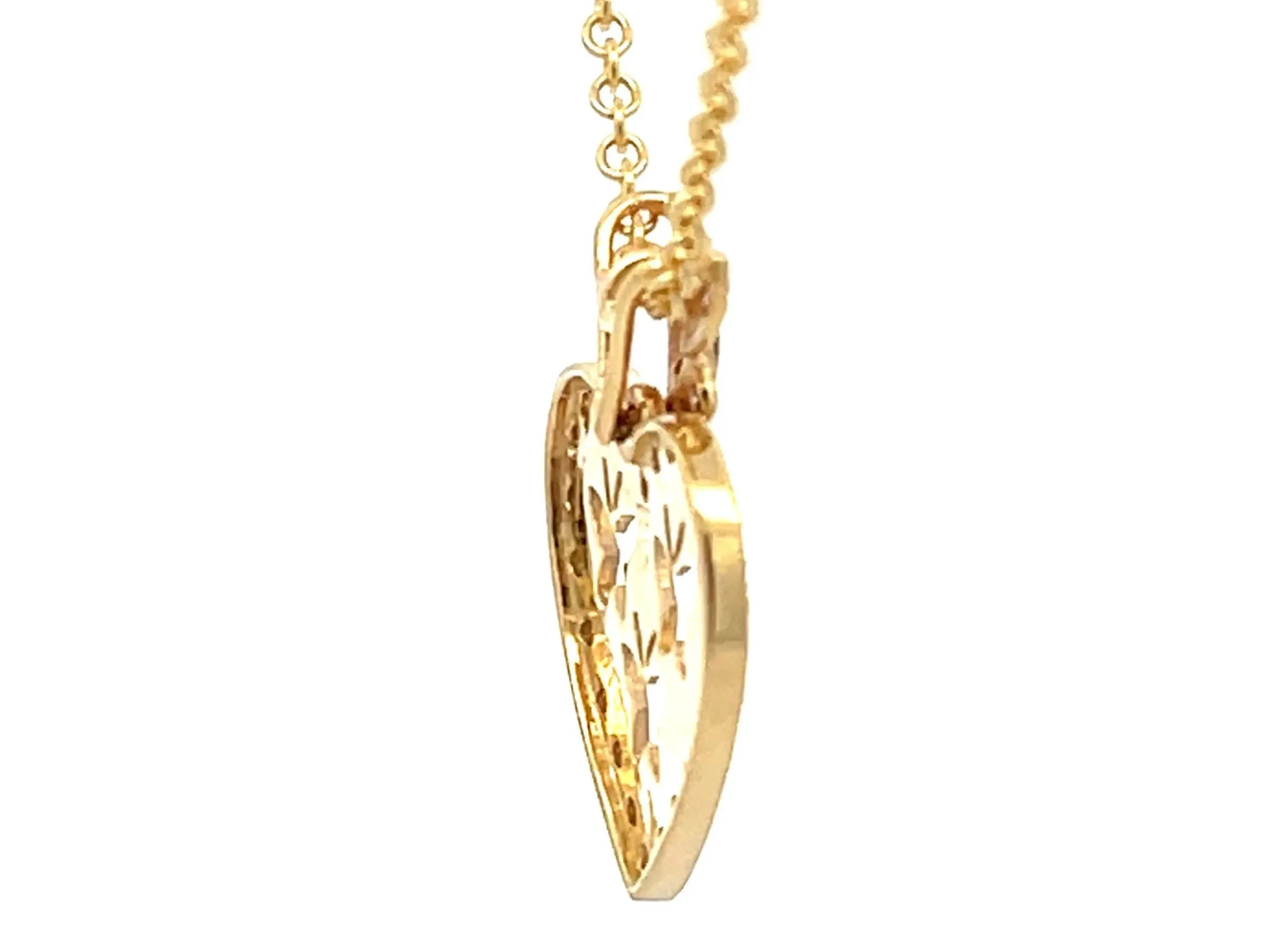 Diamond Butterfly Heart Necklace in 18k Yellow Gold
