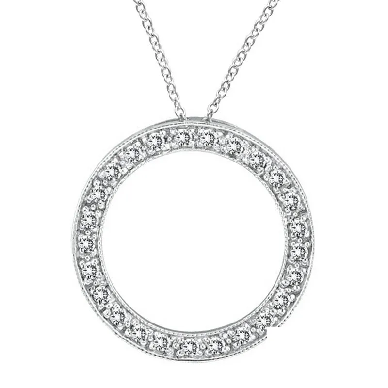 DIAMOND CIRCLE NECKLACE PENDANT 14K GOLD (0.53 CTW)