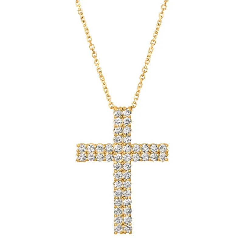 DIAMOND CROSS NECKLACE 14K GOLD (1.75 CTW)