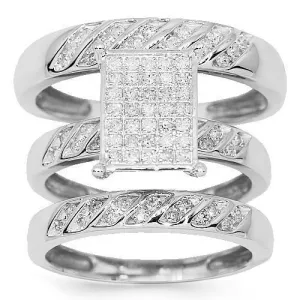 Diamond Engagement Ring Set in 10K White Solid Gold 0.55 Ctw