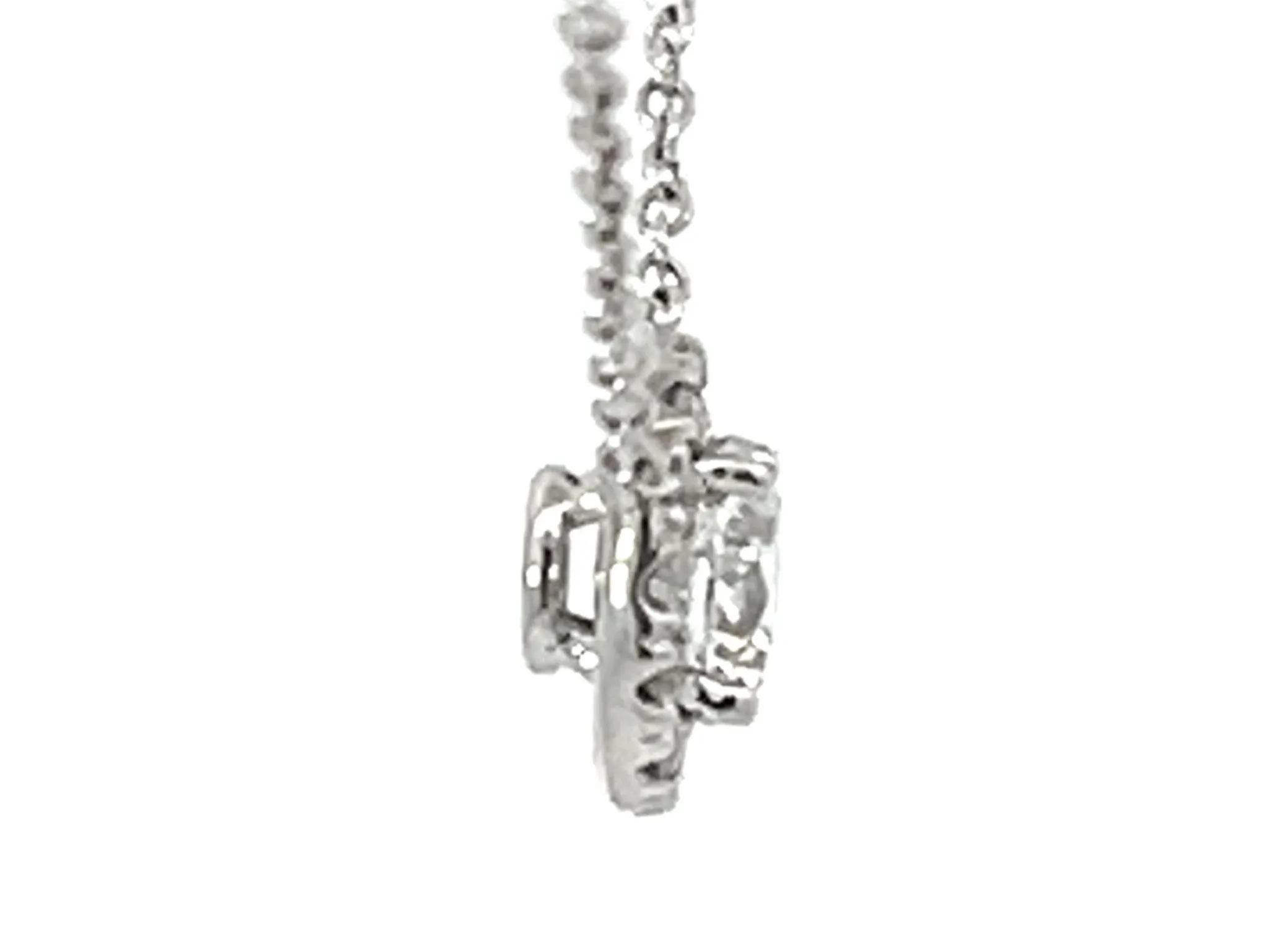 Diamond Halo Necklace Solid 14k White Gold