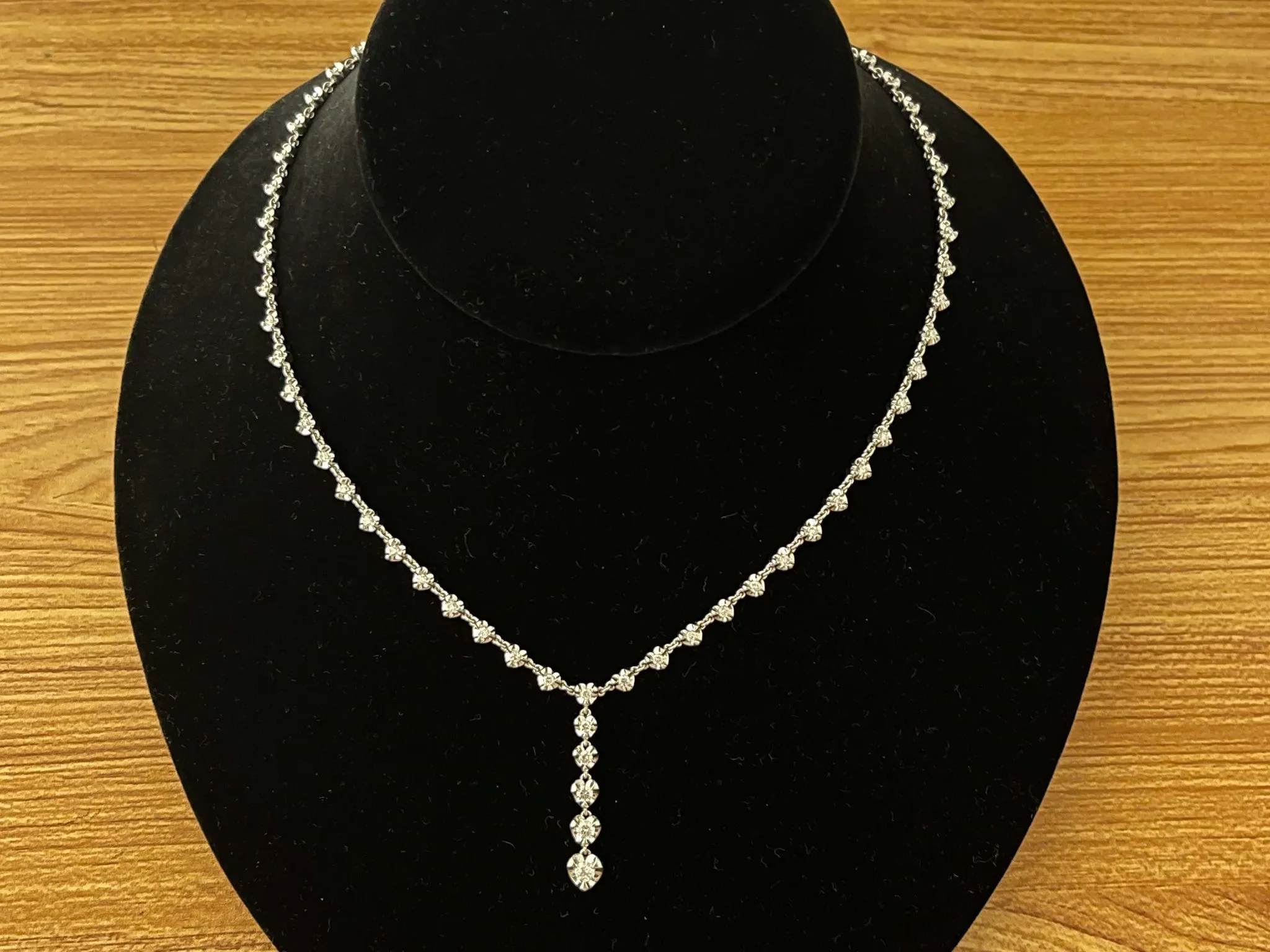 Diamond Hearts Drop Necklace in 14k White Gold