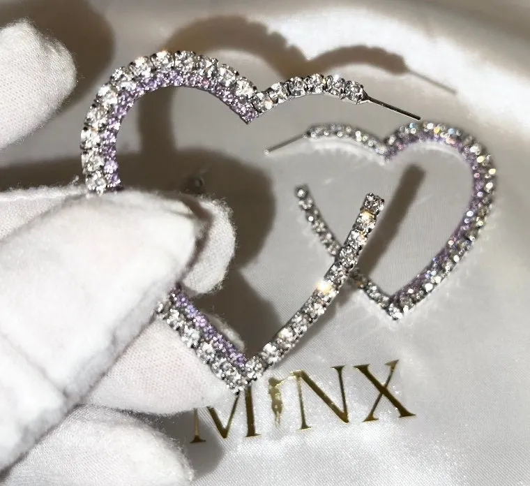Diamond Hoop Earrings | Heart Earrings | Womens Earrings | Heart earrings with Diamonds | Dangle Earrings | Big Hoop Earrings Diamond