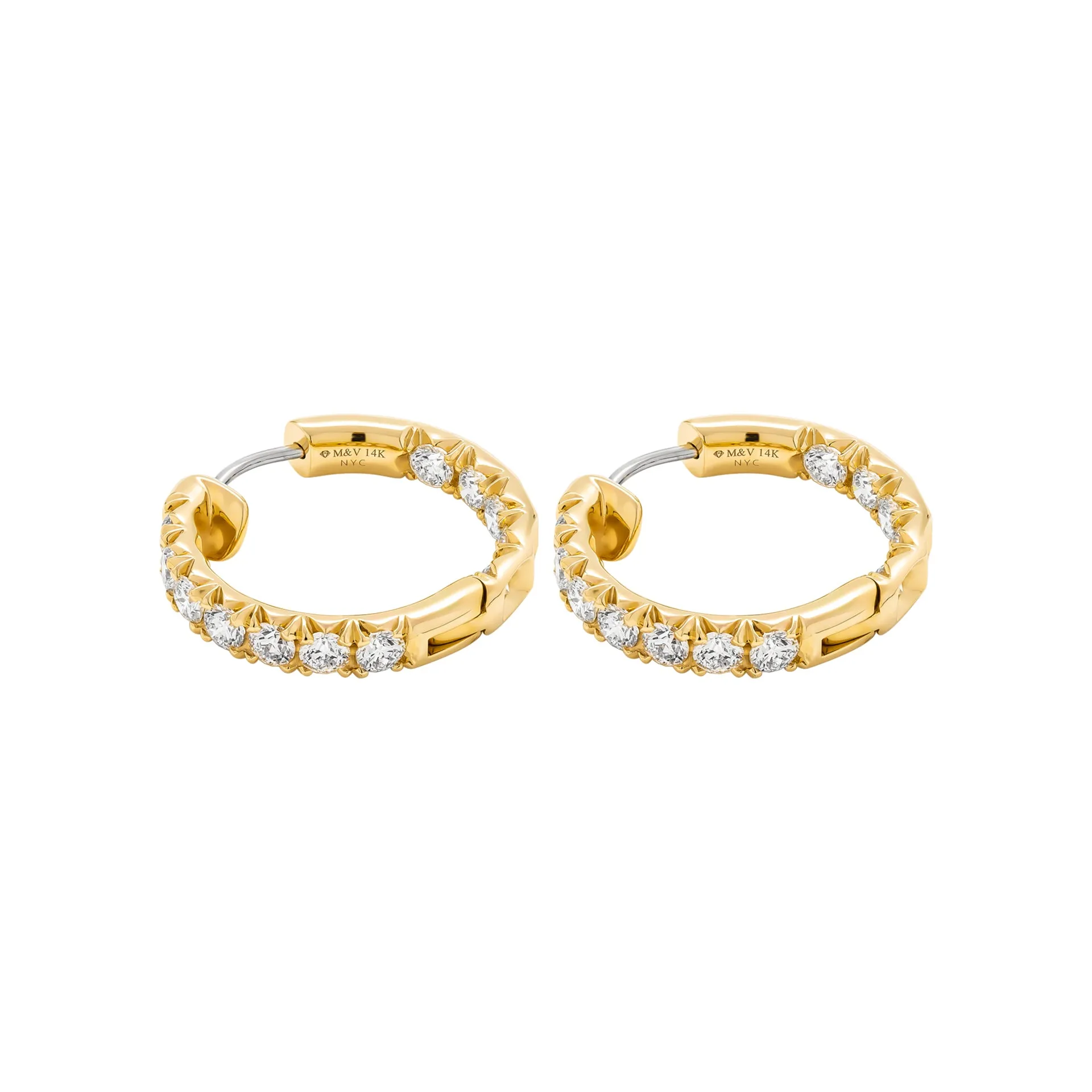 Diamond Hoop Earrings in 18K Yellow Gold