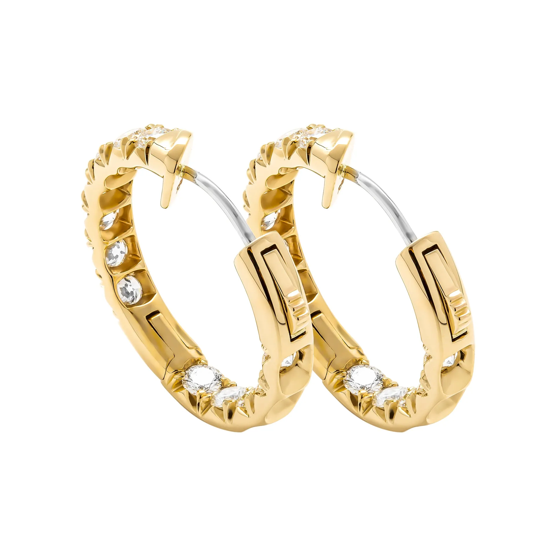 Diamond Hoop Earrings in 18K Yellow Gold