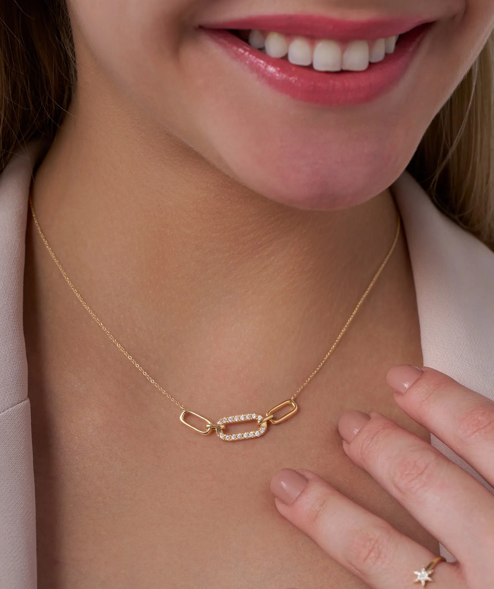 Diamond Link 14K Gold Necklace