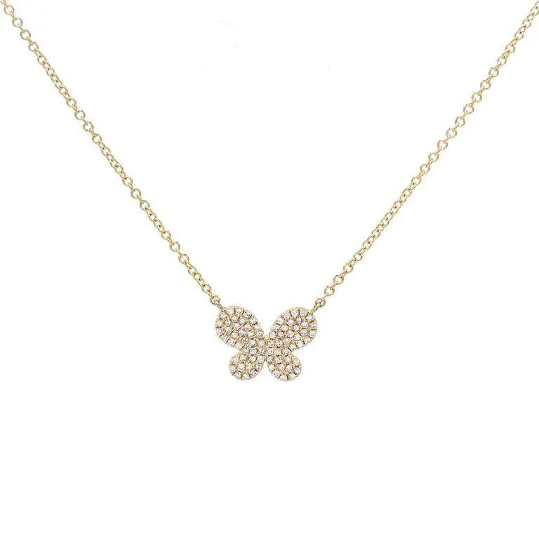 Diamond Mini Butterfly Necklace 14K