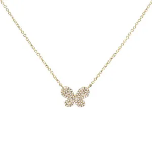 Diamond Mini Butterfly Necklace 14K
