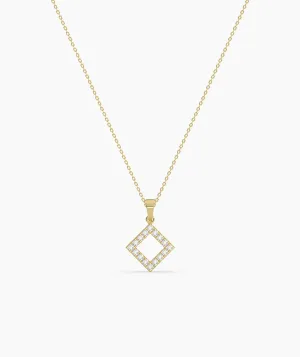 Diamond Open Square Pendant
