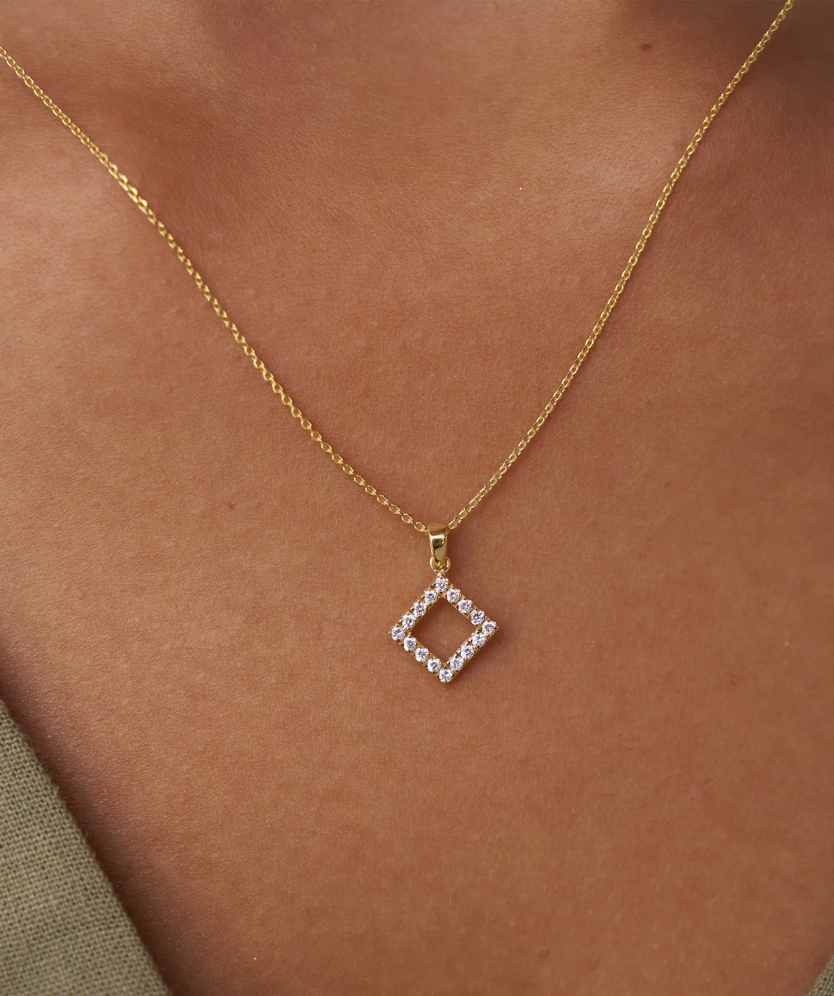 Diamond Open Square Pendant