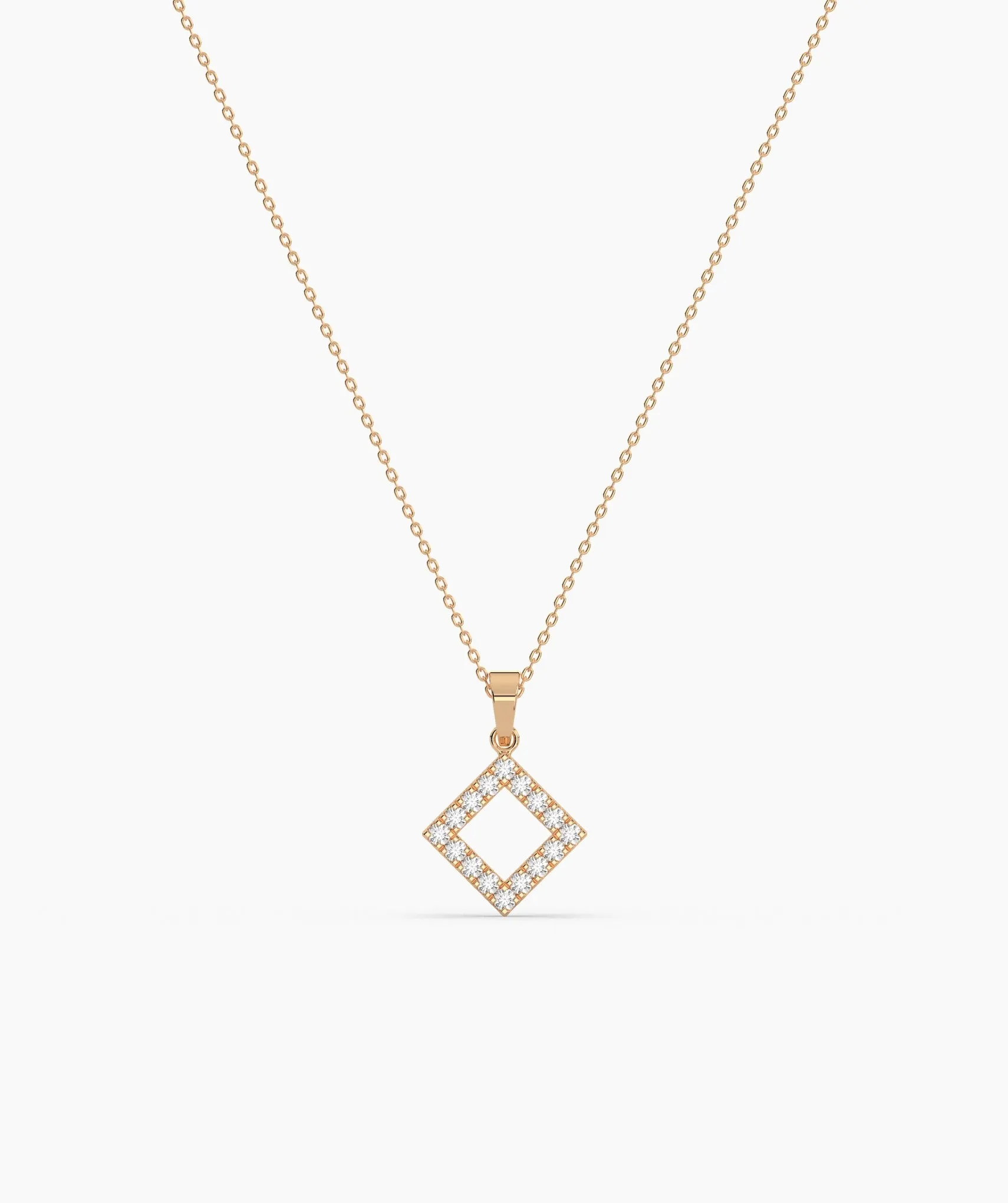 Diamond Open Square Pendant