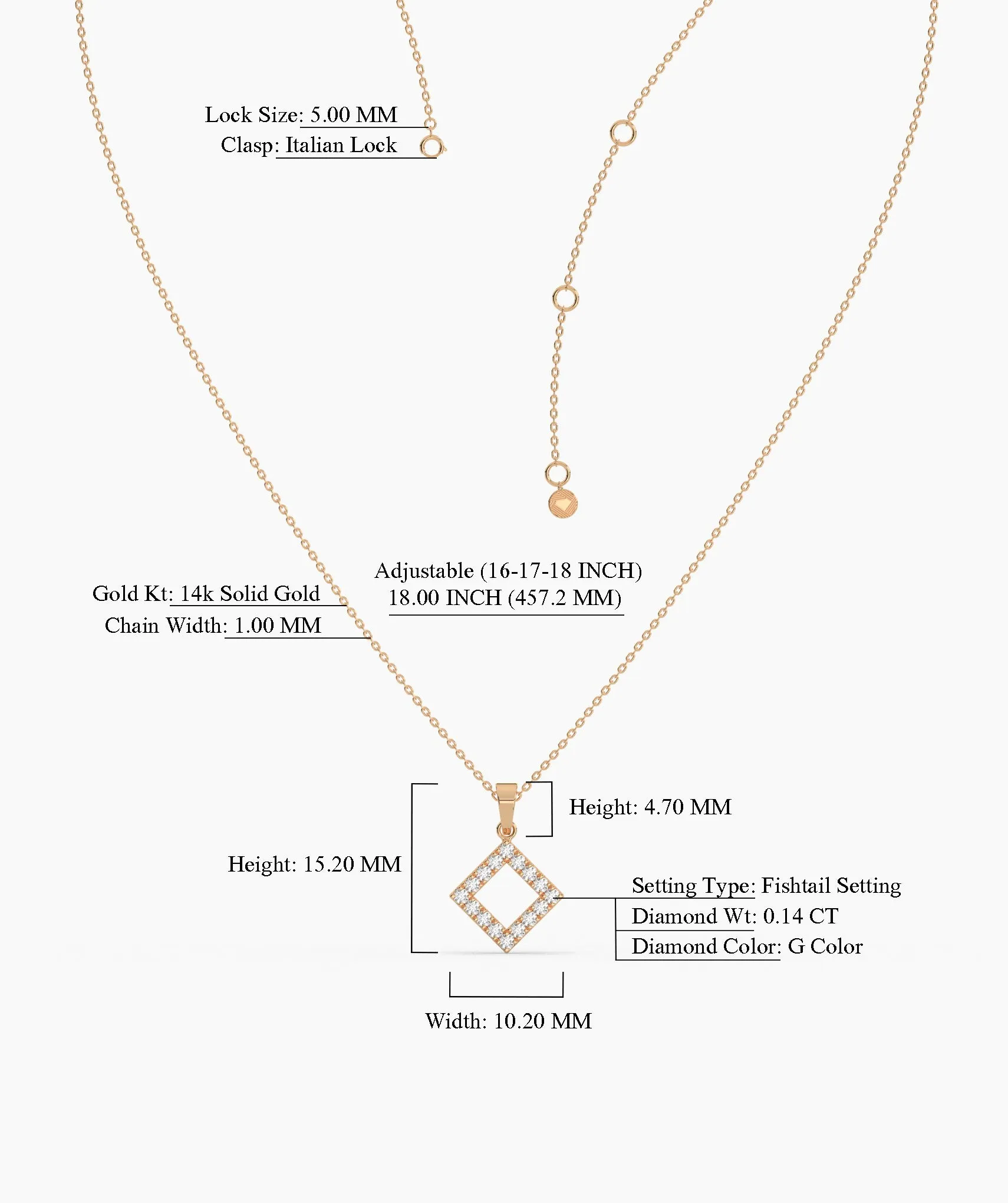 Diamond Open Square Pendant