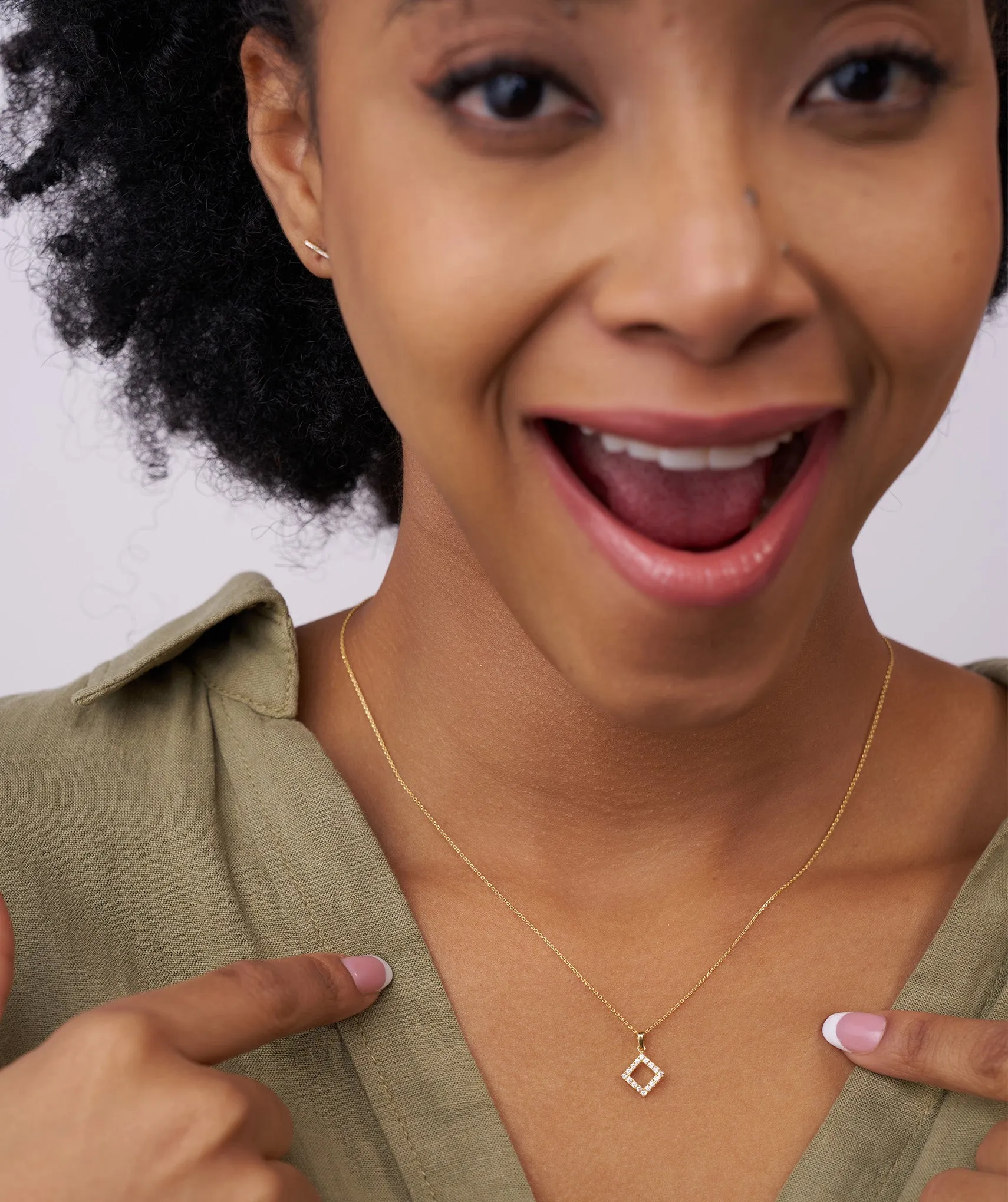 Diamond Open Square Pendant
