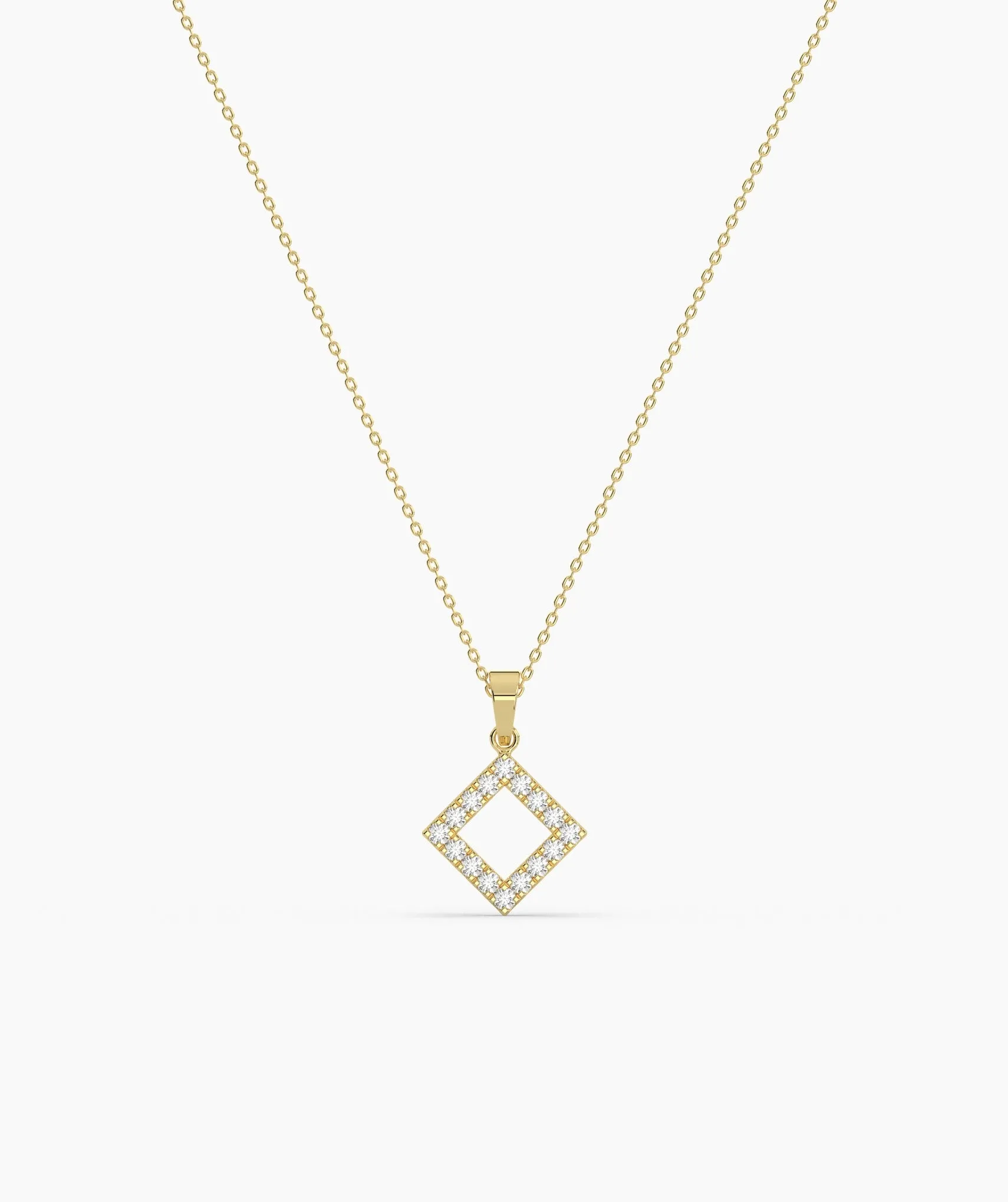Diamond Open Square Pendant