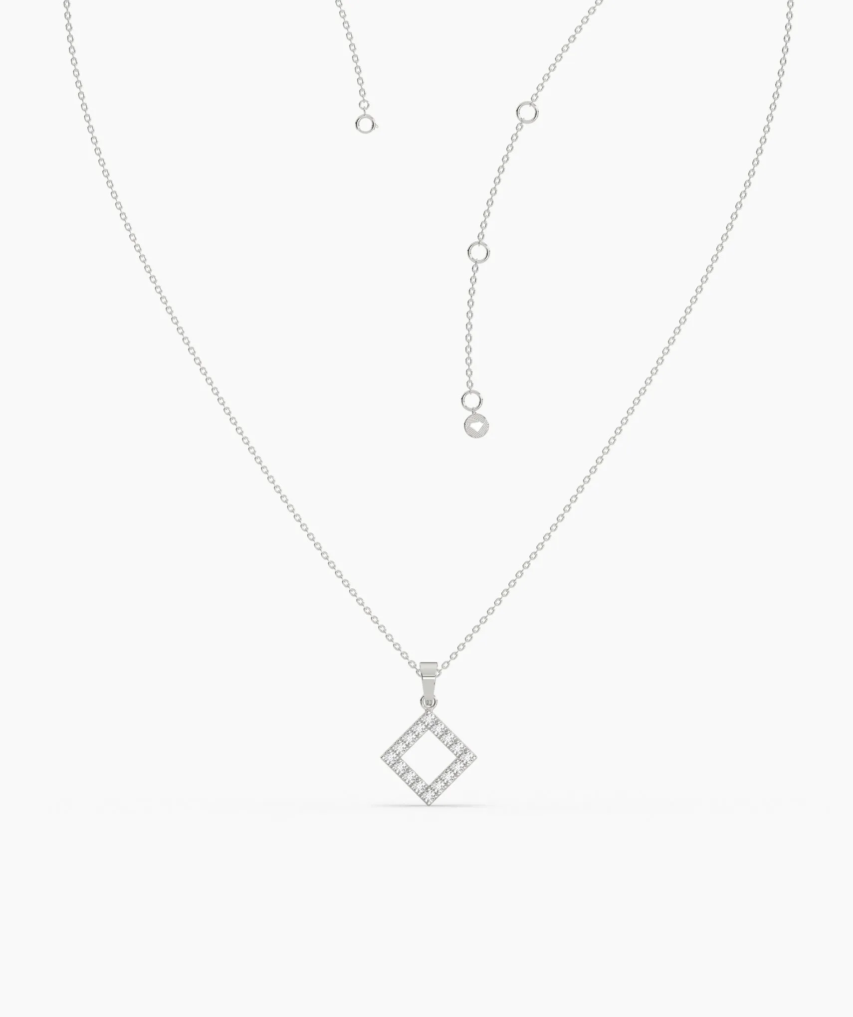 Diamond Open Square Pendant