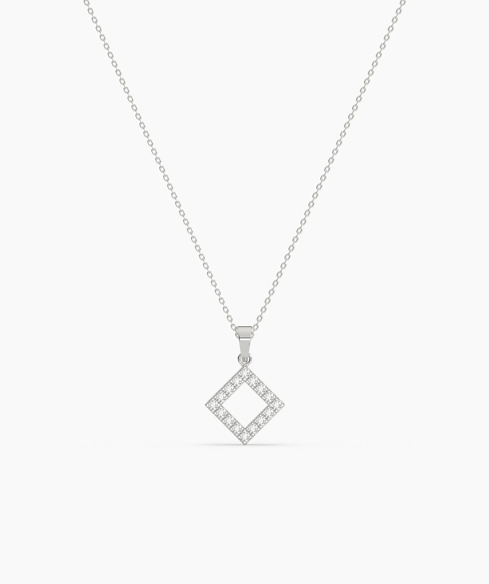 Diamond Open Square Pendant