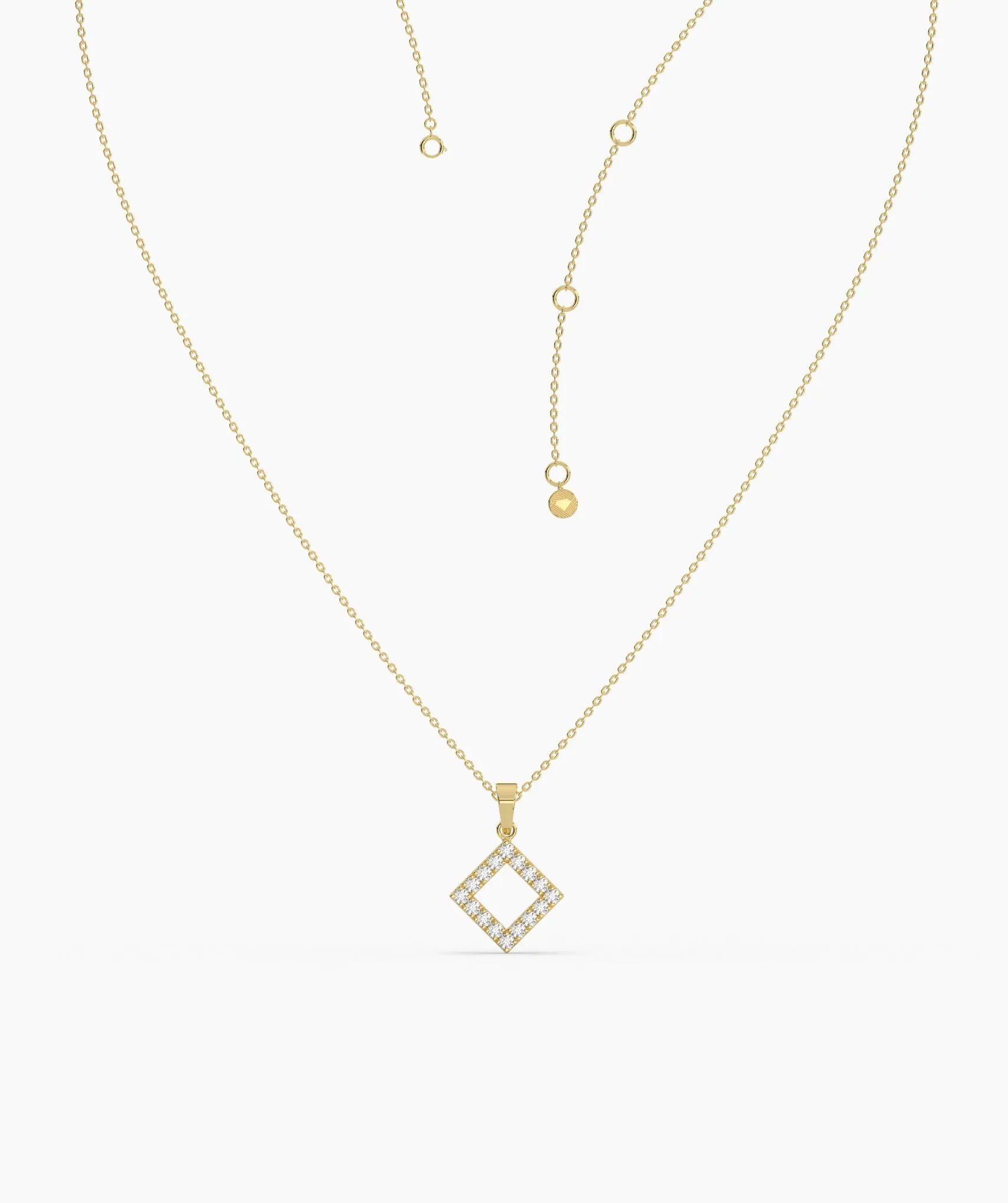 Diamond Open Square Pendant