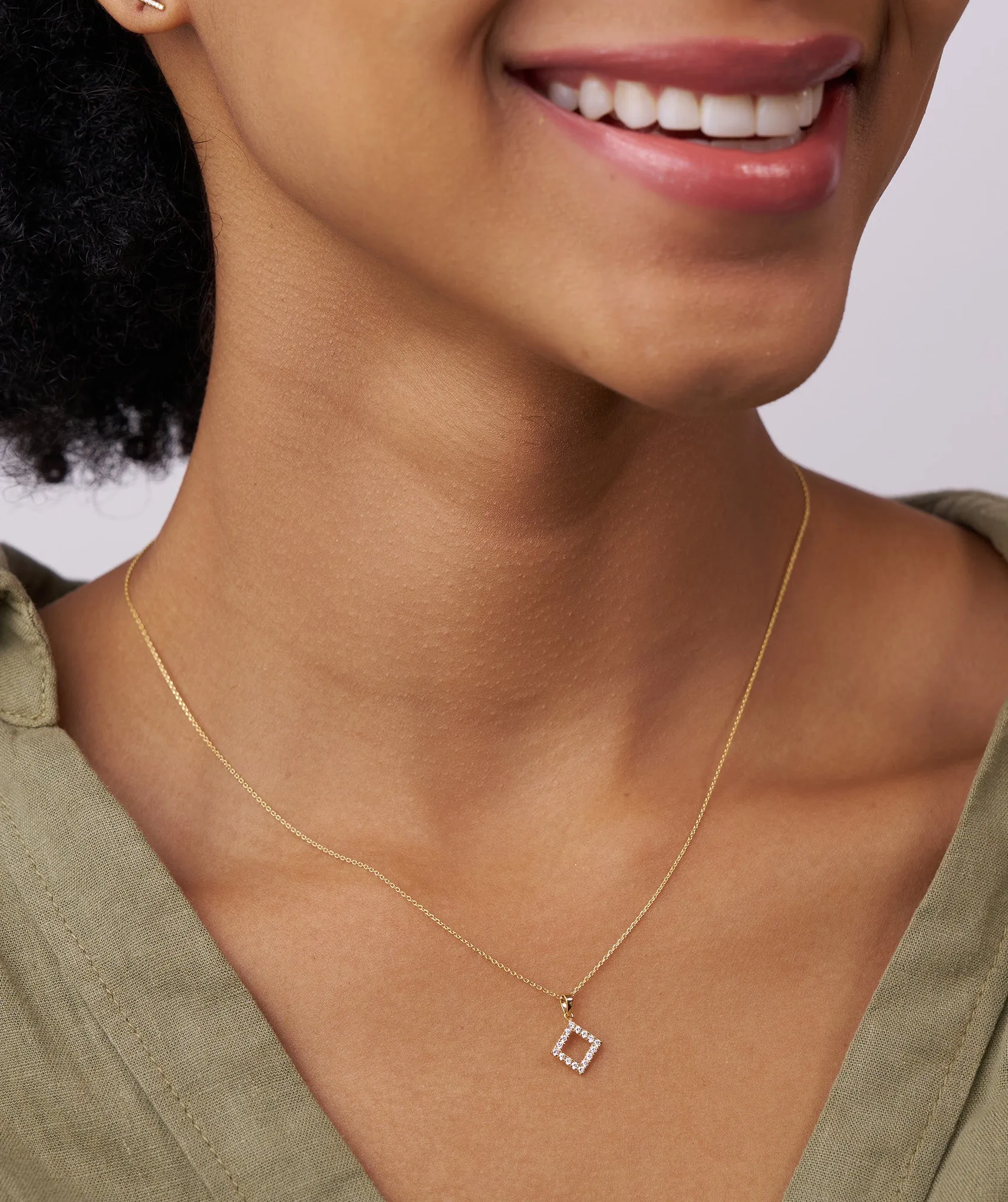 Diamond Open Square Pendant