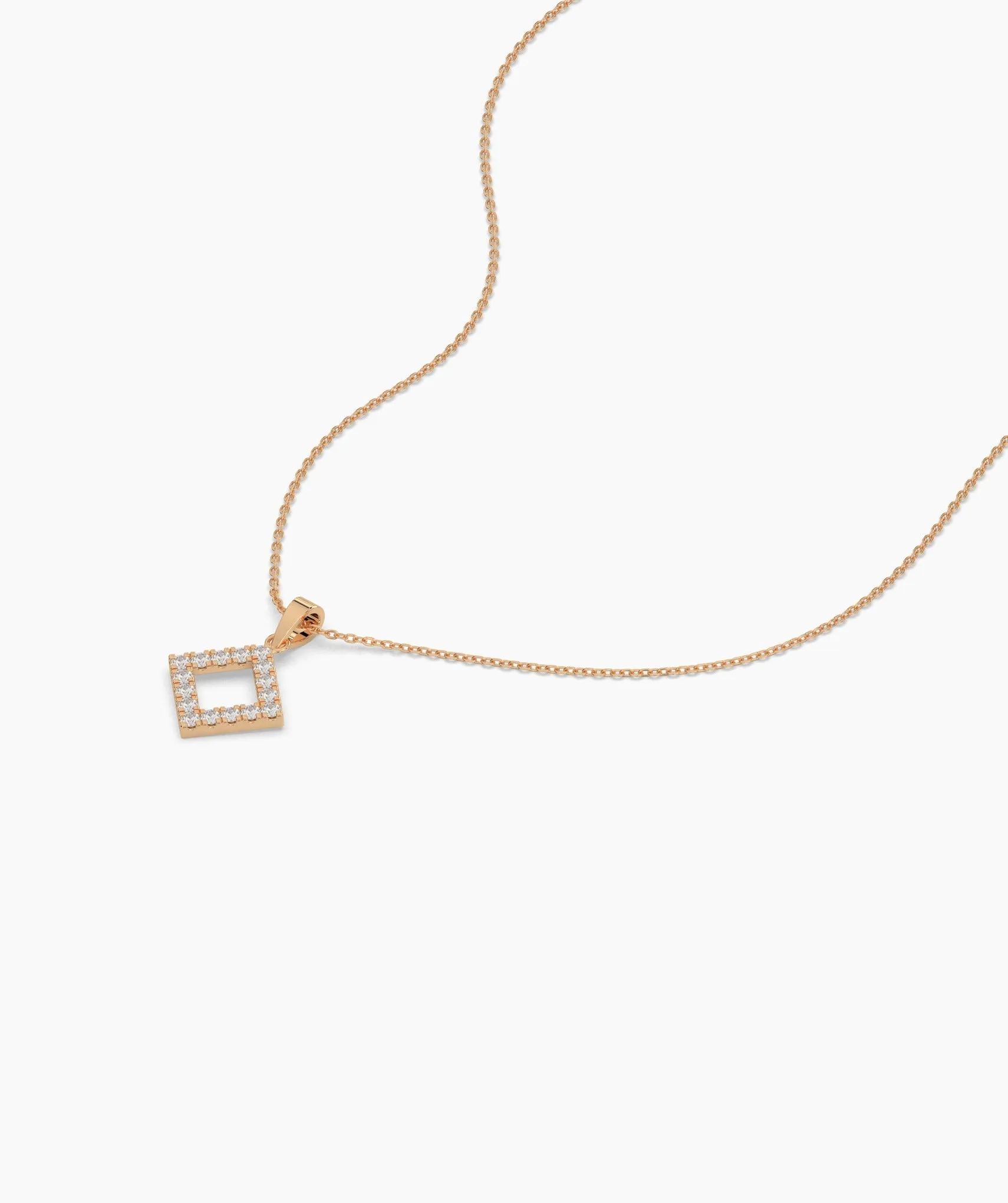 Diamond Open Square Pendant