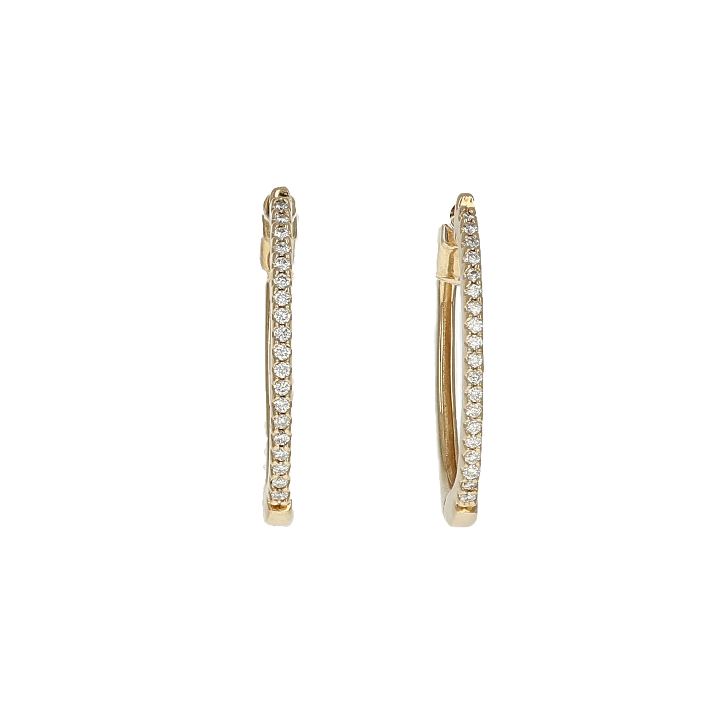 Diamond Oval Hoop Earrings