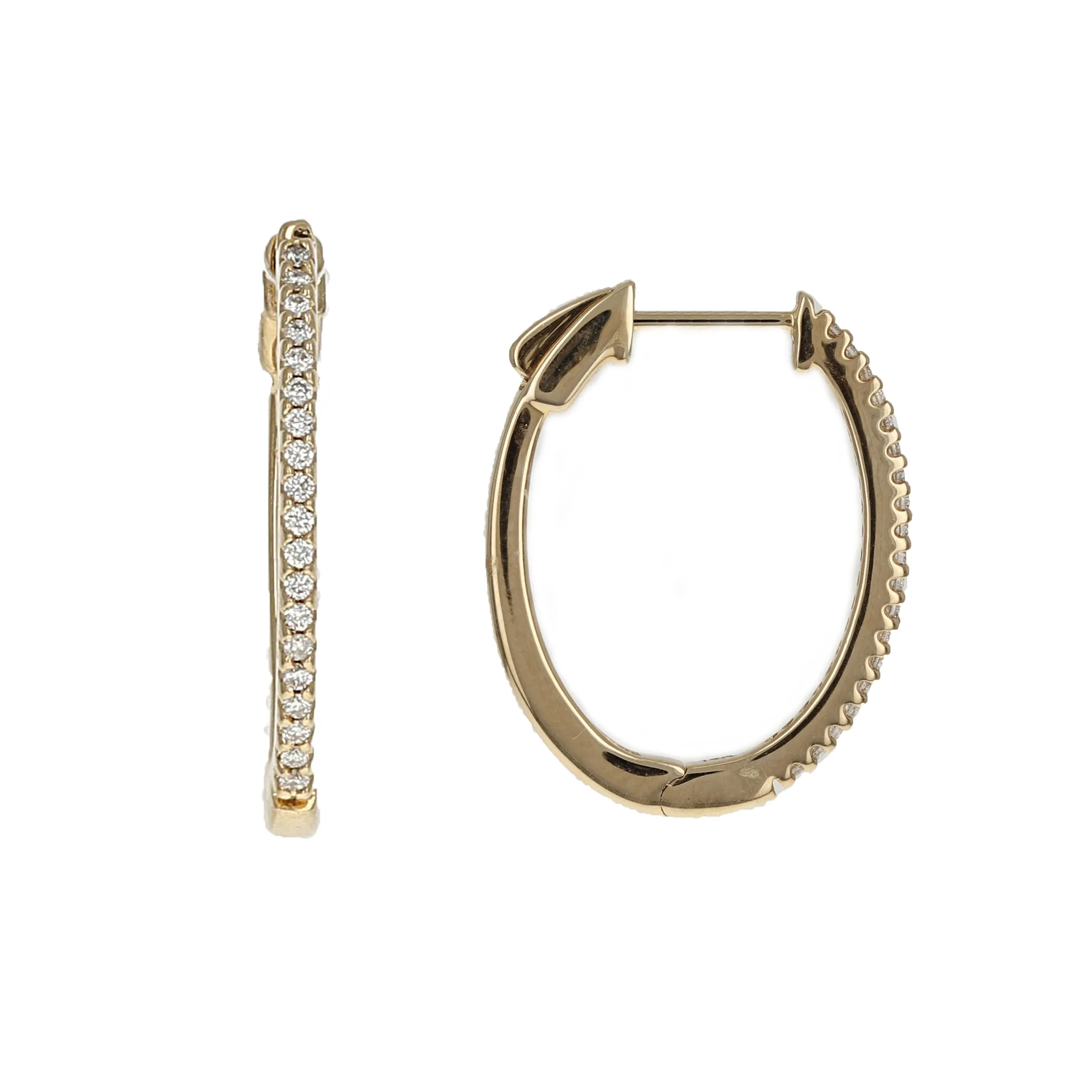 Diamond Oval Hoop Earrings