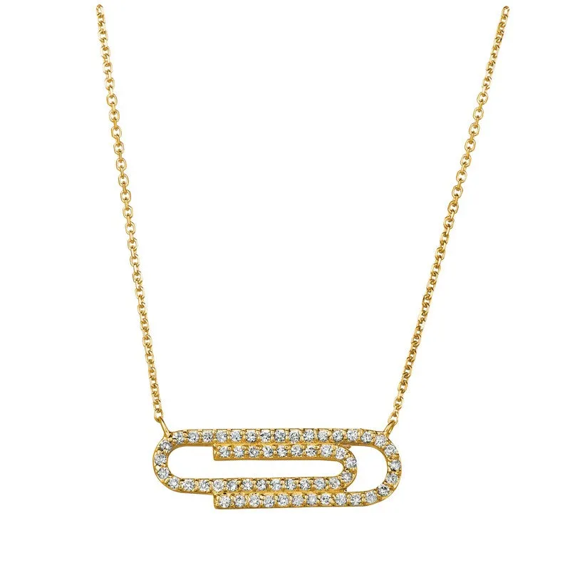 DIAMOND PAPER CLIP NECKLACE 14K GOLD (0.4 CTW)