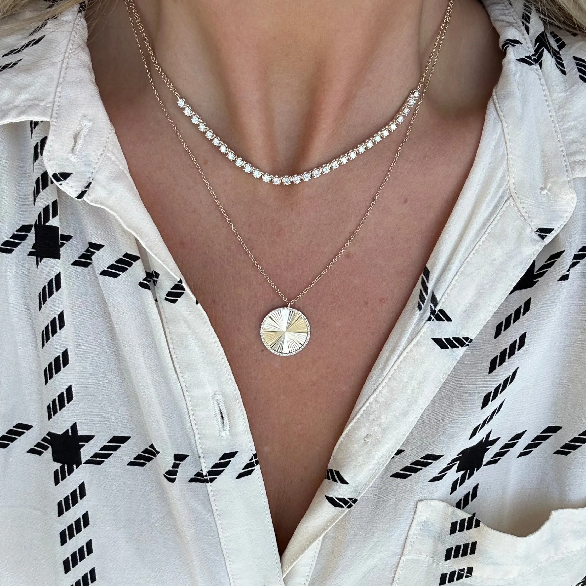 Diamond Rimmed Medallion Necklace