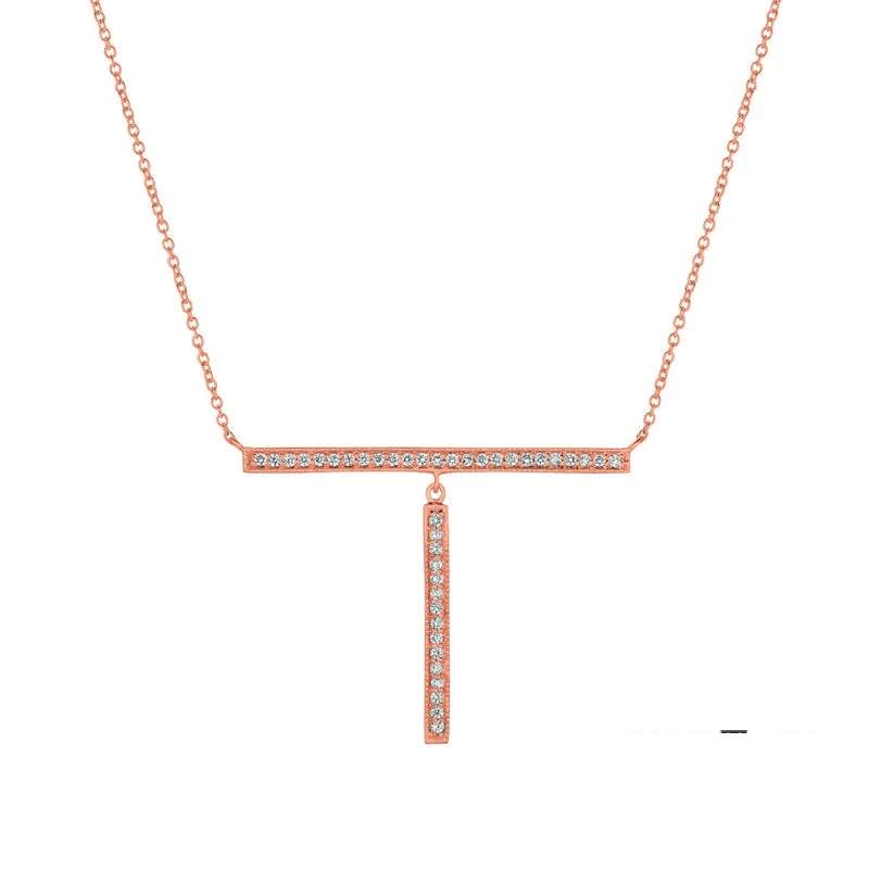 DIAMOND T NECKLACE 14K GOLD (0.36 CTW)