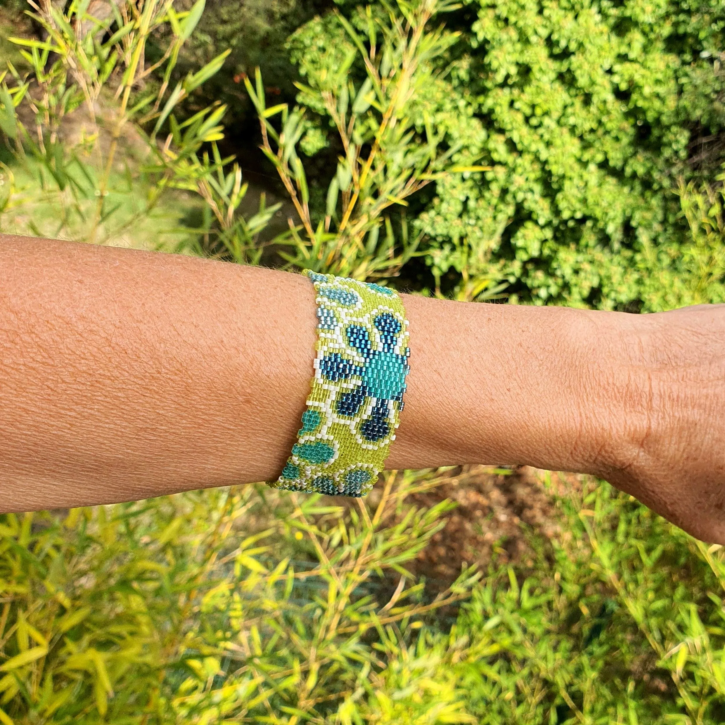DIY Vertical Peyote Pattern - Bracelet BLEUET VERT