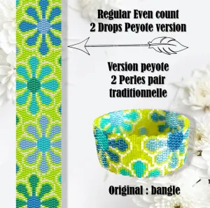 DIY Vertical Peyote Pattern - Bracelet BLEUET VERT