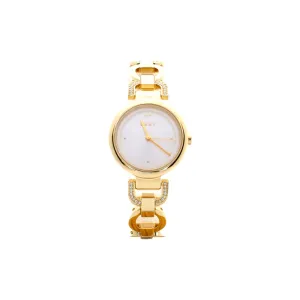 Dkny Gold Plated Analog Watch With Metal Bracelet